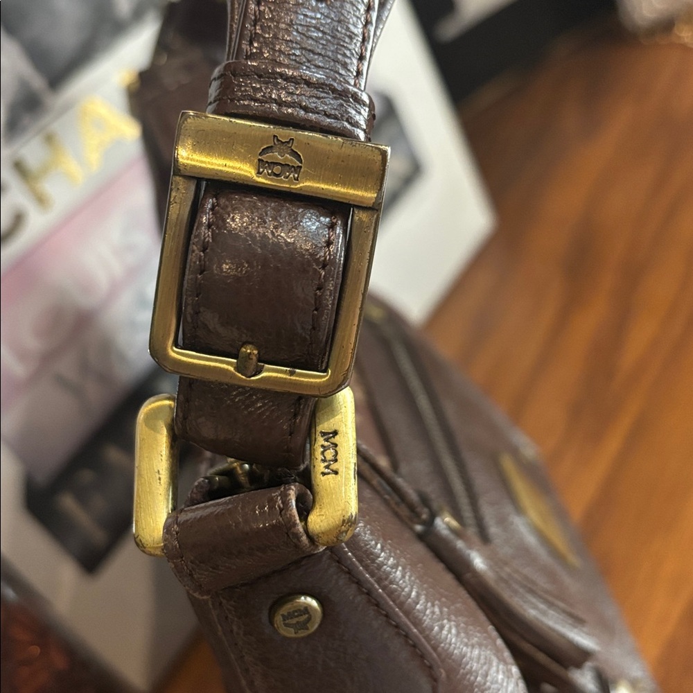 MCM Visetos Glam Handbag Brown Canvas Leather - Picture 5 of 10